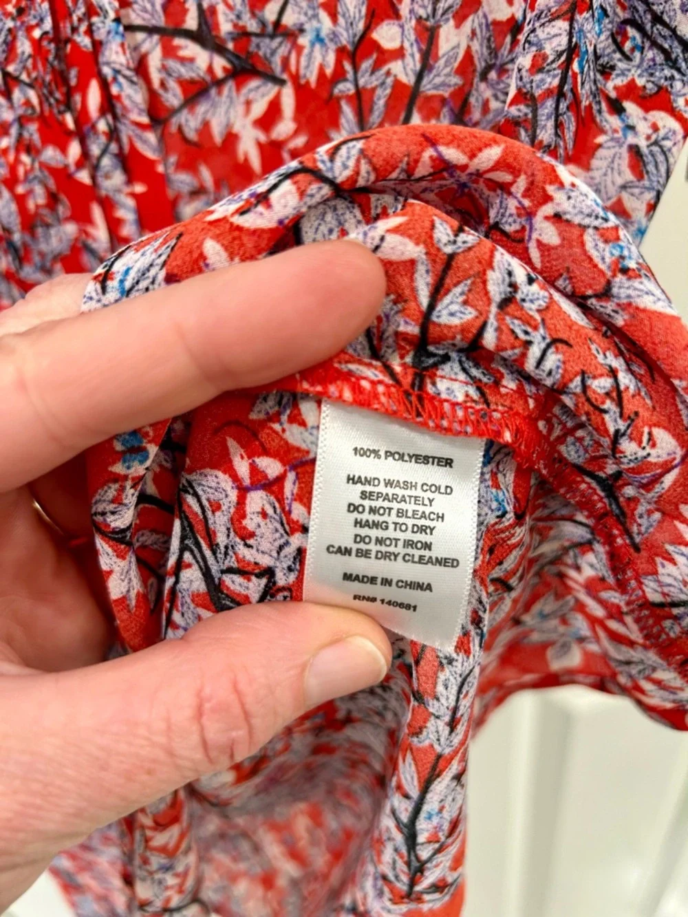 Unique Vintage Red Floral Branch Print Pintuck Blouse Button Up 1940s Style M - Picture 8 of 11